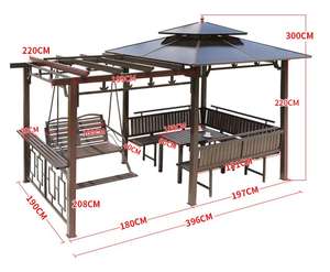 Gazebo <span class=keywords><strong>de</strong></span> metal con columpio, mesa <span class=keywords><strong>de</strong></span> asiento dura, alta calidad, <span class=keywords><strong>pérgolas</strong></span> - Product Image 2