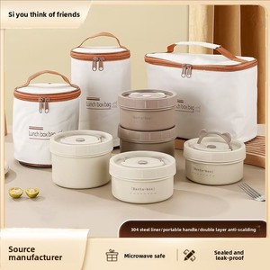 Boîte à lunch ronde isolée en acier inoxydable 304 de qualité alimentaire <span class=keywords><strong>bento</strong></span> portable pour étudiants avec bol à soupe pour étudiants occupés - Product Image 4
