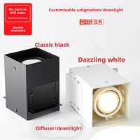 Spot LED carré en aluminium à double tête, projecteur cylindrique COB, éclairage commercial pour auvent, plafond et magasin