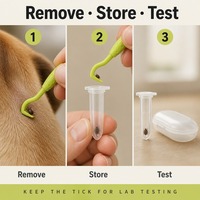 Kit portable d'élimination des tiques pour animaux de compagnie avec 3 tailles de crochets, étui de rangement et tubes d'échantillons pour des tests de laboratoire sûrs en déplacement
