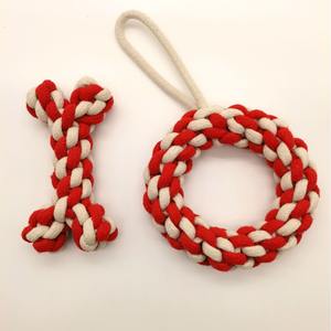 Vente en gros <span class=keywords><strong>de</strong></span> produits pour animaux domestiques Nettoyage des dents Mâcher Durable Coton Corde Jouet Noël Chien Jouets Ensemble - Product Image 3