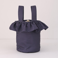Sac de rangement pour poussette à pois marine avec volants, grand sac à bandoulière pour maman avec cordon de serrage et bouton-pression pour voyage de bébé, plage et rangement pour maman