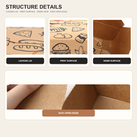 Conteneur alimentaire en papier à emporter avec impression bleue et fermeture pliable pour les repas de céréales et les déjeuners de légumes