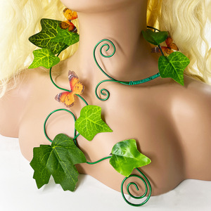 Ensemble de colliers artistiques rétro en forme de feuille de lierre, bijoux faits à la main d'inspiration naturelle pour femmes, accessoire de mode - Product Image 1