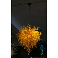 Lustre en verre d'art de conception unique jaune citron verre soufflé style Chihuly éclairages LED cuisine salle à manger Restaurant