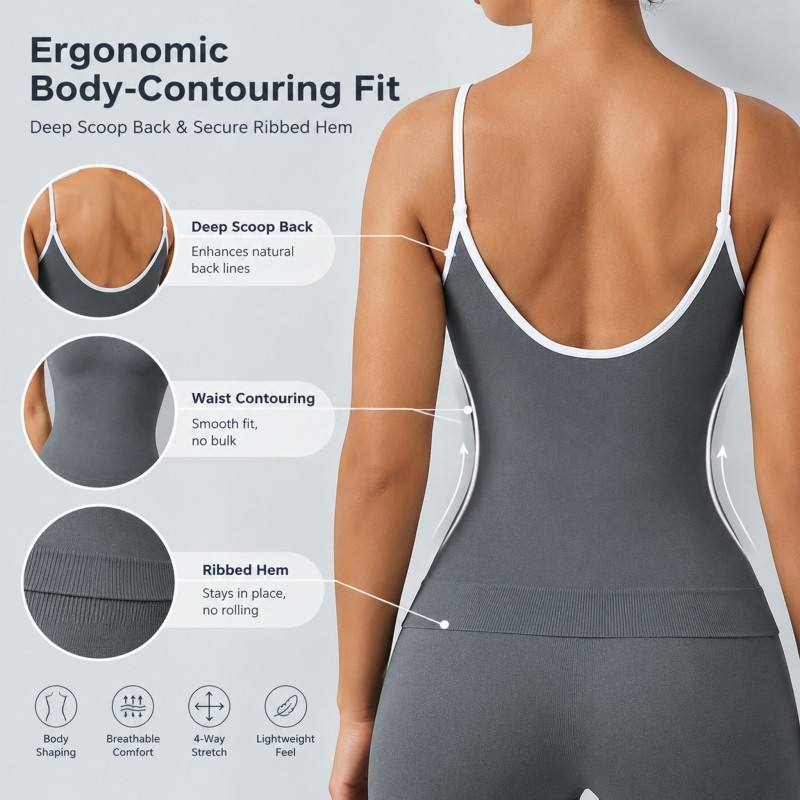 Body Contouriing Pattern Women's Body Contouring Seamless Sports Vest Seamless Knit Vest Four ...