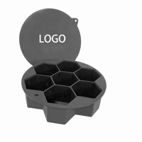 Bac à glaçons en Silicone de luxe réutilisable de haute qualité avec couvercle amovible, 7 boules de glaçons géantes pour le fabricant de glaçons faits maison