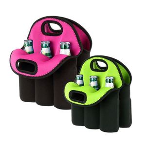 Custom Logo Printed 6 Pack Beer Bottle Holder Sleeve Wine Can Carrier Tote Insulated Neoprene Cooler Bag Beer Bottle Holder - Product Image 2