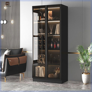 2024 mobili di lusso per la casa soggiorno su misura in legno Wine Cabinet <span class=keywords><strong>bar</strong></span> con vetro Display <span class=keywords><strong>bar</strong></span> in legno massello - Product Image 1