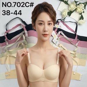 Reggiseno Balcone da Donna Plus Size con Ricamo 3D, Imbottito, Regolabile, Senza Ferretto, Sottile, Senza Cuciture, Mezza Coppa, Supporto Morbido, Stile Racerback - Product Image 2