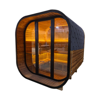 Schwarze Wasserdichte Schindeln Karbonisierte Fichte Quadratische Outdoor-Sauna Traditionelle Dampfsauna für 4-6 Personen für den Garten