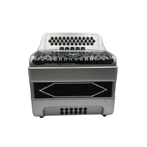 Jb3412d Diatonic nhạc cụ accordion 34 nút 12 bass 5 đăng ký cơ thể Bạc Đen & Bạc nướng Đen acordeon - Product Image 2
