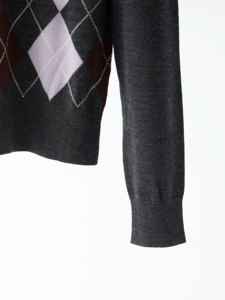 Suéter de Alta Calidad para Otoño e Invierno, Nuevo, Color <span class=keywords><strong>Gris</strong></span> Mixto, Diseño de Cuadros de Diamante, Cuello Polo - Product Image 6