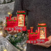 Décorations de Noël vintage, train de Père Noël en plastique rouge illuminé, ornements créatifs, accessoires photo
