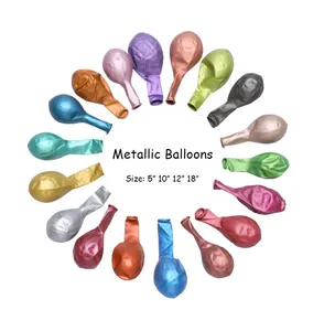 Wholesale Helium Metal Chrome Ballons 5 10 18 inch Decoration Happy Birthday Party Balloon metallic balloons 12 inches latex