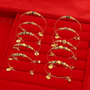 Bracelet ajustable plaqué or de Dubaï, style indien, en laiton, pour femmes et enfants, manchette ouverte épaisse, tendance, vente chaude - Product Image 1