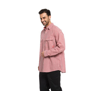 NFPA2112 <span class=keywords><strong>FR</strong></span> Chemises à carreaux Vêtements de sécurité résistants aux flammes Chemises de soudage à boutons en coton à manches longues pour hommes - Product Image 2