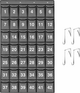 Organizador de Pared Grande para Aula, Tabla de Bolsillos Numerada con 42 Compartimentos, Soporte para Teléfonos Móviles y Calculadoras, Material de Oficina y Escolar de Tela No Tejida - Product Image 1
