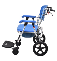 Toilette pliante légère en aluminium avec roues et repose-pieds, capacité de 125 kg, portable pour personnes âgées et handicapées