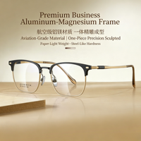 2468 Bingkai Kacamata Alis Dua Warna dari Aluminium-Magnesium untuk Pria Berwajah Besar yang Modis
