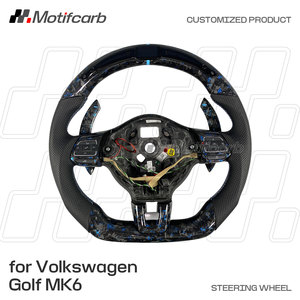 Volante LED de fibra de carbono forjado azul personalizado para Volkswagen Golf MK6 GTI R Jetta GLI Hatchback Scirocco R 2010-2014 - Product Image 2
