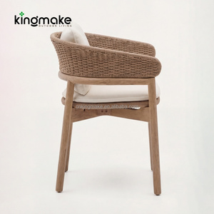 Elegante conjunto de muebles de mimbre para exteriores, sillas de patio de teca, sillas de comedor de madera para exteriores para restaurante - Product Image 5