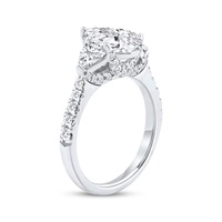 Bague de fiançailles et de mariage en or massif 10K 14K 18K avec diamant de laboratoire taille poire 1 carat, trois pierres, certifié IGI CVD/HPHT, personnalisable