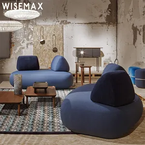 WISEMAX FURNITURE Italian sectional sofa living room l shaped sofa blue fabric floor couch home modern modular sofas couch set