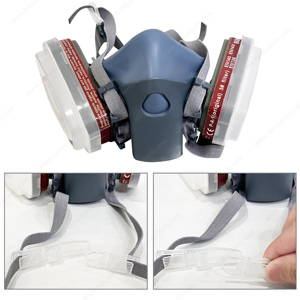 आधा चेहरा गैस मास्क फेसपीस स्प्रे पेंटिंग रेस्पिरेटर सुरक्षा सूट प्रतिस्थापन फिल्टर के साथ त्वरित लैच - Product Image 5