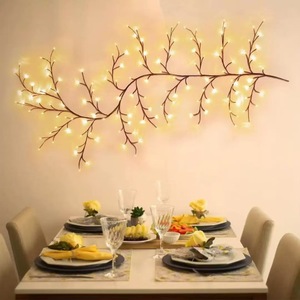 96-Light <strong>LED</strong> Rattan Light <strong>Net</strong> - Plastic Warm White Gypsophila <strong>Net</strong> Lights IP65 - Aesthetic Wall Decoration for Christmas Party - Product Image 2