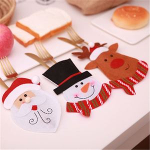 Housse de couverts Père Noël et rennes pour Noël et Nouvel An, sac de rangement pour fourchettes et couteaux, décoration de table pour fêtes à domicile et dîners, vaisselle - Product Image 1