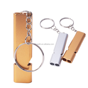 Silbato de supervivencia de doble frecuencia de aluminio plano, herramienta EDC de entrenamiento de aves para acampar, senderismo y supervivencia - Product Image 2