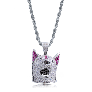 Hiphop 3d lindo lobo de cabeza de perro colgante para las mujeres collar - Product Image 1