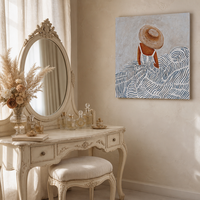 Peinture murale sur toile moderne « Femmes dansantes bleues » avec cadre en bois doré pour décoration de mariage et de maison – Offre spéciale