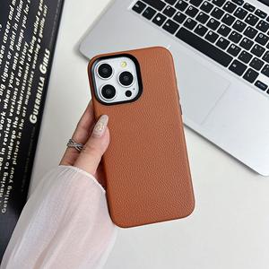 Étui antichoc magnétique en cuir véritable pour iPhone 16 Full-Wrap Business Style Disponible en <span class=keywords><strong>Orange</strong></span> Bleu Noir Blanc Marron - Product Image 5