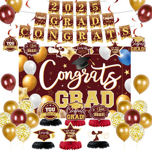 Graduation Party Supplies 2025 Gold Black Banner <b>Balloons</b> Decorations Set For Graduation Celebration - Product Image 3