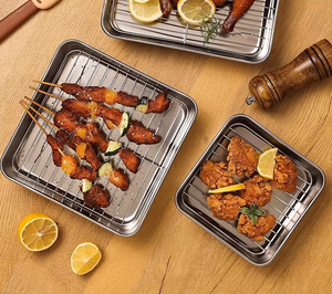 Plateau de cuisson épaissi pour cuisine, égouttoir carré anti-rouille pour <span class=keywords><strong>friteuse</strong></span> à air, utilisation polyvalente - Product Image 2