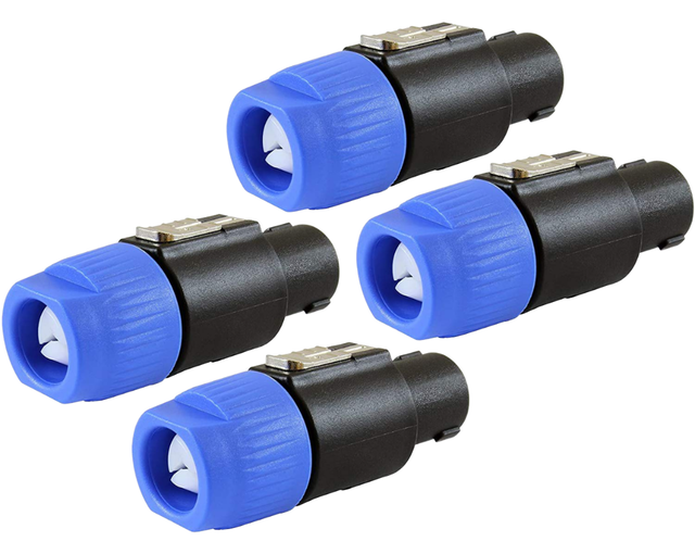 ZHAN Chen Brand New ABS 4-Pole Speakon Connector Plug for NL4FC/NL4FX/NLT4X/NL2FC Audio Speakers Blue 4-Piece Set