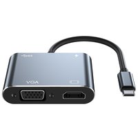 Adaptadores Usb C de 4 puertos Tipo C a 4K Hd MI Vga PD carga 100W Hd Vga Usb3.0 Pd 4-In-1 Hub