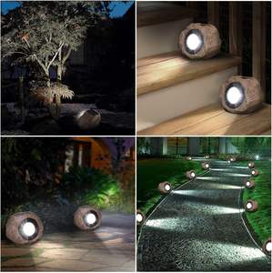 Éclairage décoratif solaire pour jardin extérieur, petit modèle, corps en résine + ABS, étanche IP65, <span class=keywords><strong>LED</strong></span> bicolore - Product Image 6