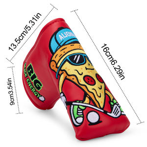 Housse de tête de putter de golf magnétique en cuir PU, motif pizza brodé, design fabricant, pour clubs de golf - Product Image 6
