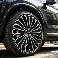 1 pièce Jante en alliage forgé 15-26 pouces Noir finition usinée 5 trous Multi-rayons Jantes de voiture personnalisées Y000
