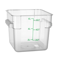 Récipient de stockage de nourriture en polycarbonate rectangulaire et carré transparent avec échelle pour servir des aliments dans les restaurants et les hôtels