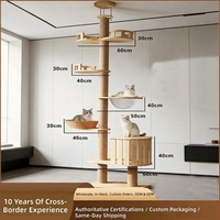 Approvisionnement direct usine : Arbre à chat moderne tout-en-un avec poteau d'escalade, lit pour chat, jouets intégrés et griffoir en sisal, grand et robuste