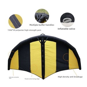 Planche de surf gonflable à voile, planche de SUP sans moteur, <span class=keywords><strong>cerf</strong></span>-<span class=keywords><strong>volant</strong></span>, planche de glisse terrestre, planche de voile à vent manuelle, noir/jaune - Product Image 1