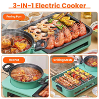 Grill électrique multifonctionnel avec surface antiadhésive sans fumée, contrôle de température réglable, pour usage hôtelier, 1600W