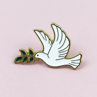 Broche en émail mignonne en forme de colombe de la paix blanche de dessin animé, badges métalliques de haute qualité à prix abordable