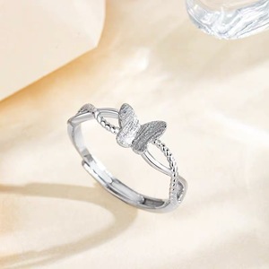 S925 Sterling Silver Butterfly <b>Ring</b> <b>Open</b> Design For Women Gift Jewelry - Product Image 4