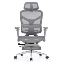 Chaise de bureau pivotante confortable avec appui-tête 3D, siège en maille respirante et repose-pieds, accoudoirs 9D, chaise de direction avec fonction inclinaison et verrouillage