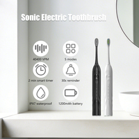 Brosse à dents électrique sonique rechargeable, charge inductive, étanche IPX7, 5 modes, poils doux, soins bucco-dentaires à domicile